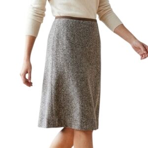 SZ10 Wool Tweed Skirt Faux Suede Trim L.L.Bean